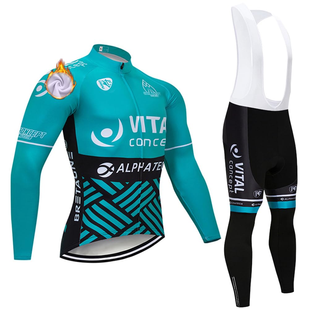 Radtrikot Set Winter Herren Langarm Fahrradtrikot + Fahrradbekleidung 3D Gepolsterte Hosen Thermo Radsport Anzüge