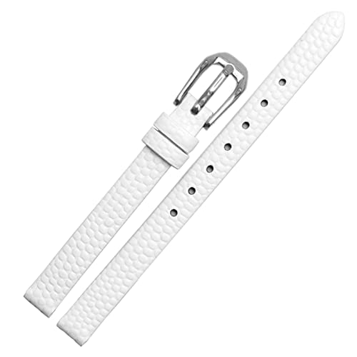 SCRUBY Echsendruck Cowide Lederwachband für Damen Ersatzwache weiß rote Ultra-dünner Gurt 6 8 10 12 14 16 mm kostenlose Lieferung(White Silver Buckle,16mm)