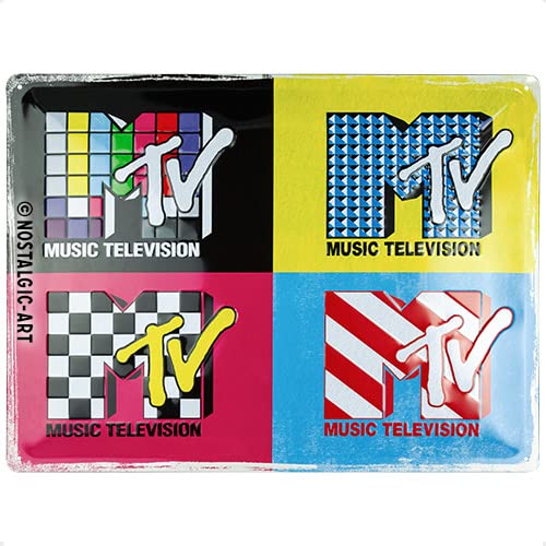 Nostalgic-Art Retro Blechschild, 30 x 40 cm, MTV – Logo Pop Art – Geschenk-Idee für Musik-Fans, aus Metall, Vintage Design