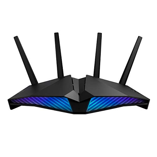 ASUS RT-AX82U Gaming-Router AX5400 Dual Band Gigabit (WiFi 6 802.11ax, Mobil Gaming-Modus, AiProtection mit TrendMicro, kompatibel mit WiFi Mesh, Gaming-Anschluss, Adaptive QoS, Aura RGB)