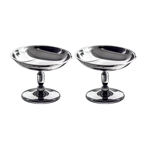 Set Mit 2 Eleganten Tassen Aus 304 Edelstahl Servierbecher Eisbecher Dessert Obstteller Küchengeschirr Für Kuchen