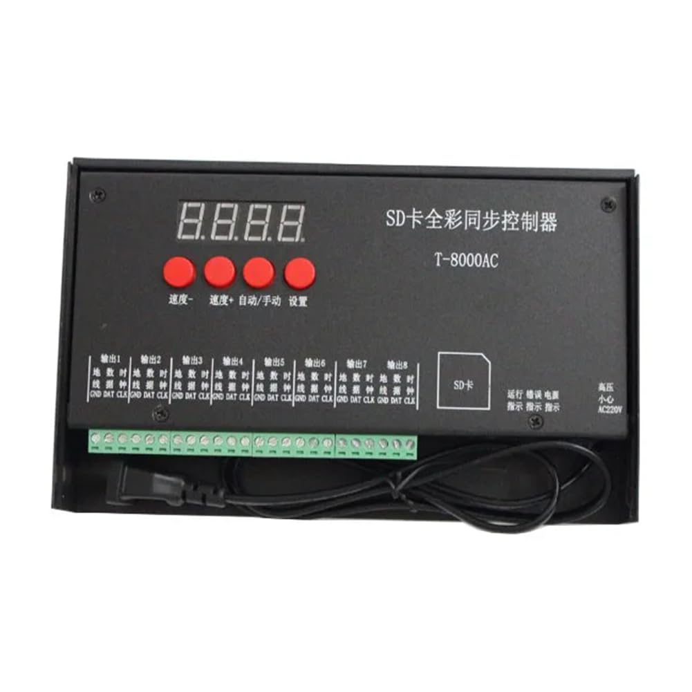 Pluuttiem 8192 Pixel T8000 T-8000A AC 220 V/110 V SD-Karten-Pixel-Controller für WS2801 LPD8806 RGB-LED-Streifen-Controller DC5 V EU-STECKER