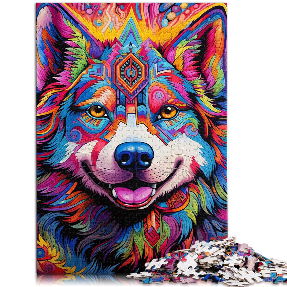 Puzzlespiel „Psychedelic Wolf“ für Erwachsene, 1000-teiliges Holzpuzzle, jedes Teil ist einzigartig – anspruchsvolles, unterhaltsames Familienspiel, 1000 Teile (50 x 75 cm)