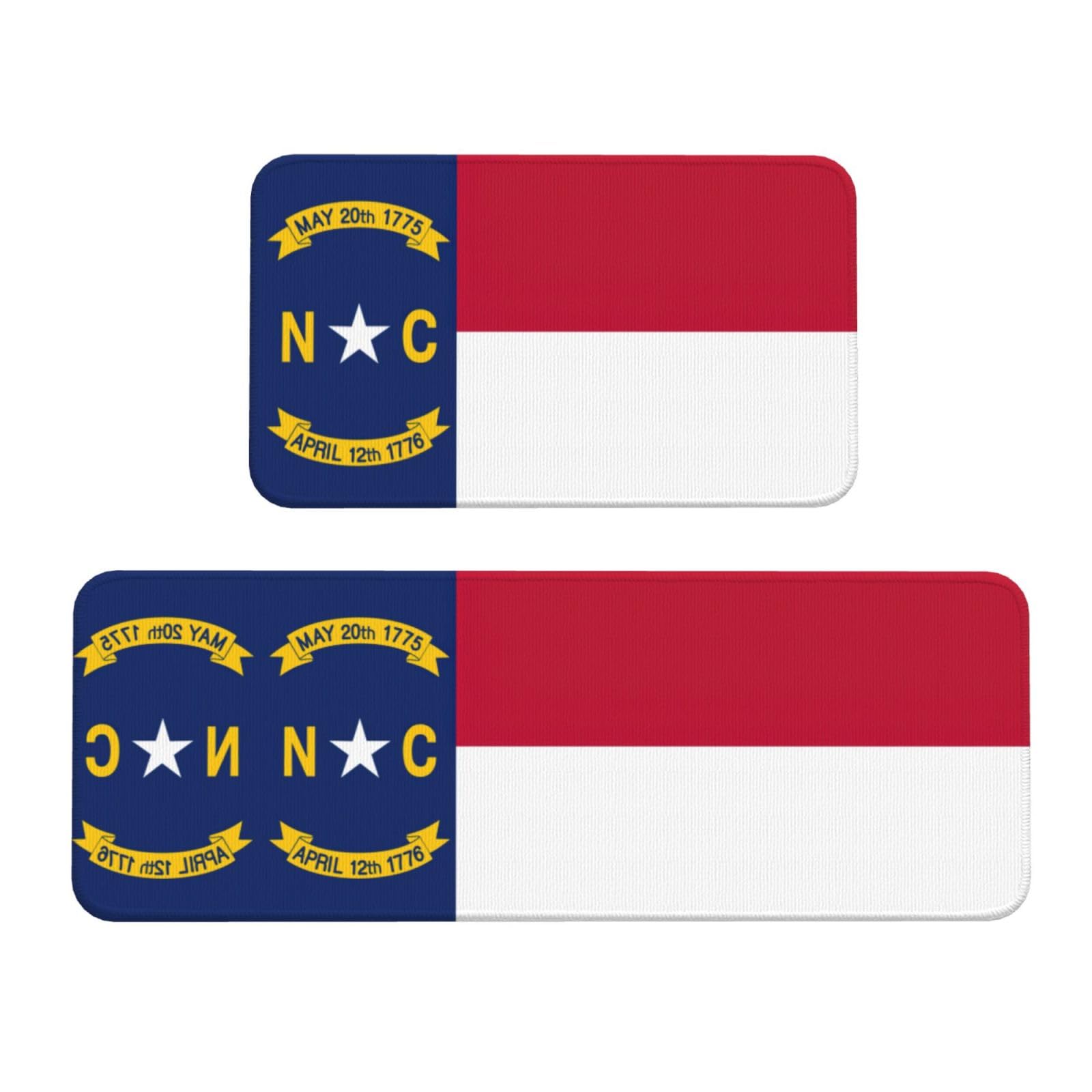 Küchenteppich-Set, Motiv: North Carolina Staatsflagge, rutschfest, wasserdicht, für Flur, Büro, 2 Stück