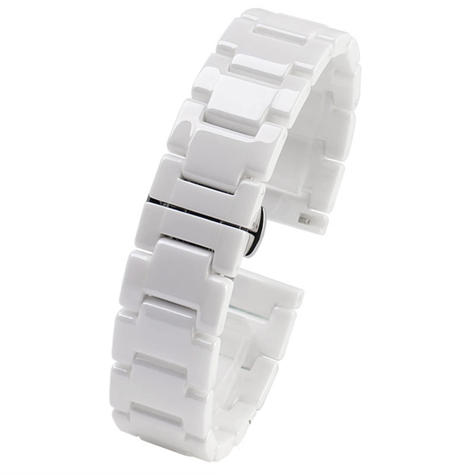 SCRUBY Für Frauen Mann Keramikarmband Edelstahl Kombination Watchband 12 14 15 16 18 20 22mm Gurt Fashion Watch Watchwatch Band(Ceramic White,16mm)