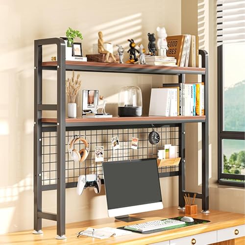 2-stufiges, 3-stufiges Desktop-Bücherregal-Organizer, Computer-Desktop-Bücherregal, Mehrzweck-Schreibtischregal im Schlafsaal, Holz-Schreibtischregal-Organizer Oben auf dem Schreibtisch, Sch