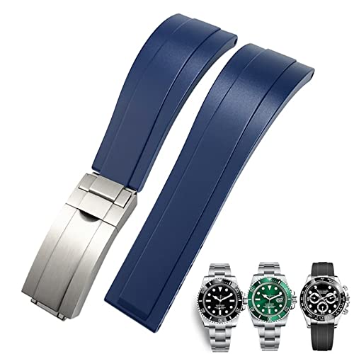 NEYENS Gummi-Uhrenarmband für Rolex Daytona Submariner GMT Yacht-Master Oysterflex Silikon-Armband mit Faltschließe, 20 mm / 21 mm, 20 mm, Achat