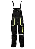 KG Nizo KINDERLATZHOSE IN SCHWARZ GELB Mädchenhose Jungenhose Jungen Gartenhose Freizeithose Latzhose Kinder Arbeitshose Kinderhose MÄDCHEN Hose Unisex Neon (140)