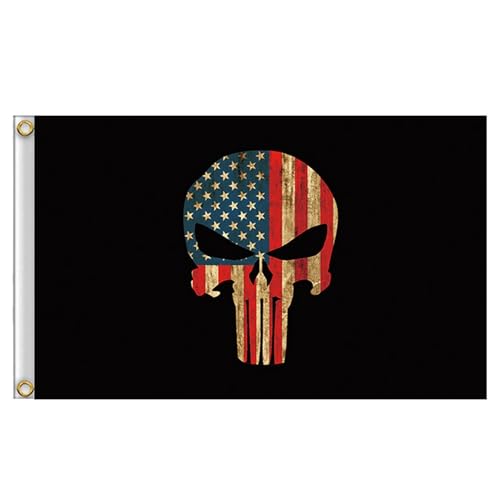 Fahne SKULL/Punisher, Flagge mit Metallösen Sicherung, Flagge(Black 2)