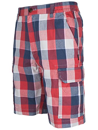 SOUNON Herren Cargo Shorts Bermudas Kariert (Bordeauxrot), Groesse: 4XL