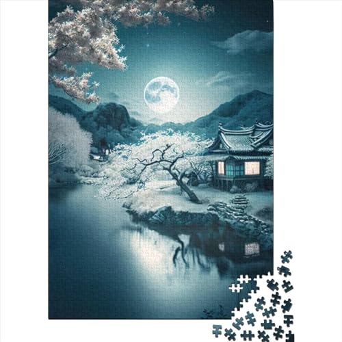 Chinesische Landschaft Holzpuzzle für Erwachsene Puzzle-Spielzeug 1000 Teile Puzzle für Erwachsene Teenager Familienpuzzlespiel Geburtstagsgeschenke (Größe: 75 x 50 cm)