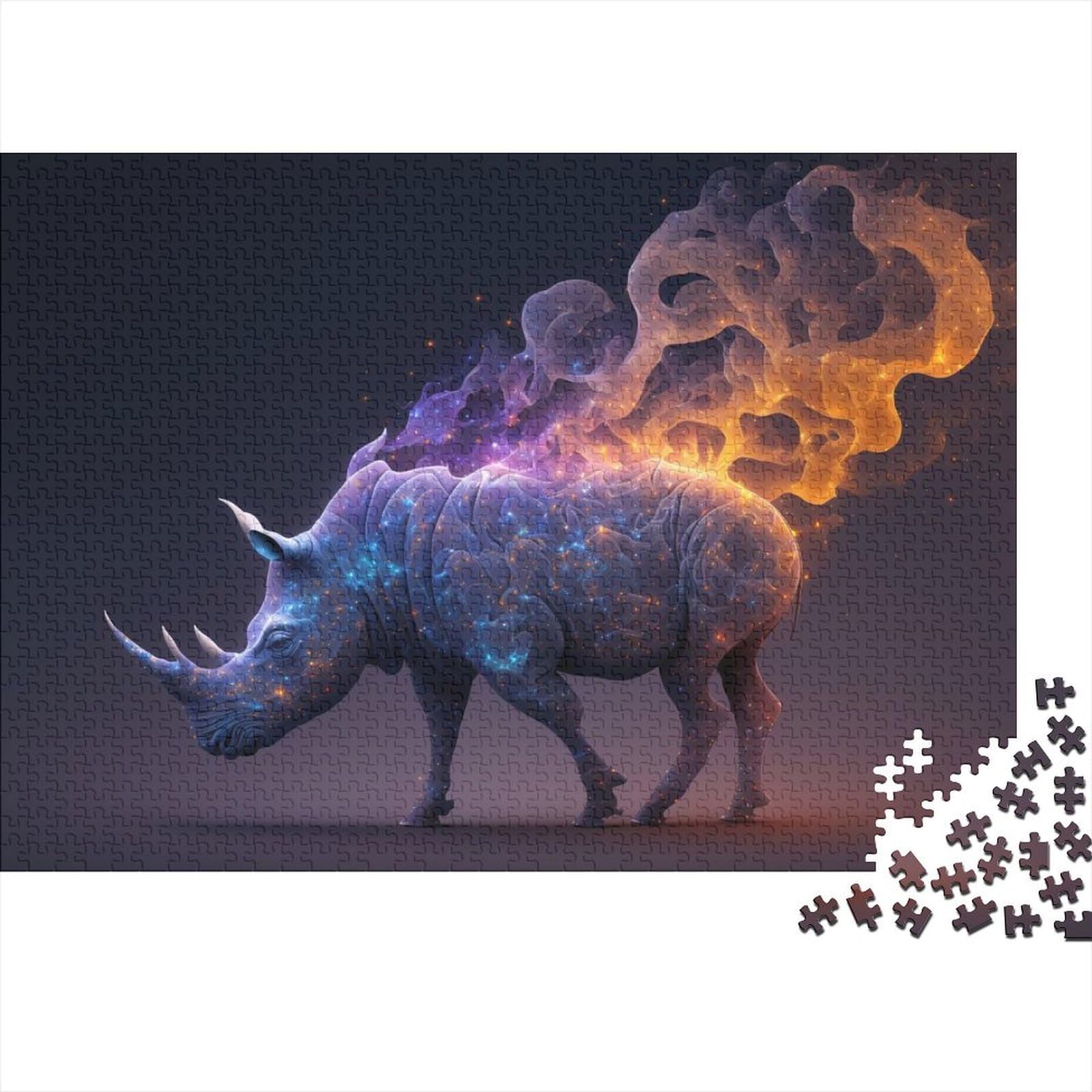 Nashorn für Erwachsene, schwierige Puzzles 1000 Teile für Erwachsene, schwierige Puzzles als Geschenke für die ganze Familie und die (Größe 75x50cm)