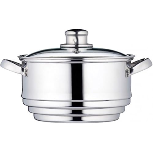 KitchenCraft Universaleinsatz Dampfgarer mit Deckel, Universal Dämpfer mit Glasdeckel, Passt auf fast jede Pfanne und Kochtopf, Silber Edelstahl, Durchmesser 16, 18 und 20 cm,