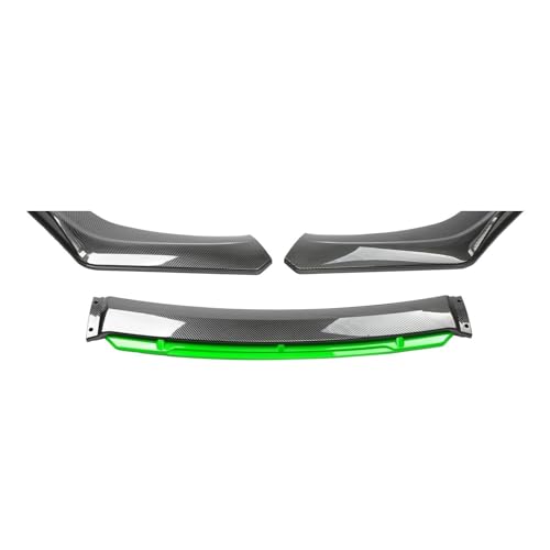 Splitter Imousinenbreite Unter 176 cm Universeller Auto-Frontstoßstangenlippen-Bodykit Spoiler Aus Kohlefaser Dekorative Streifen Stoßstangen Lippensplitter Frontlippe(Carbon Green)