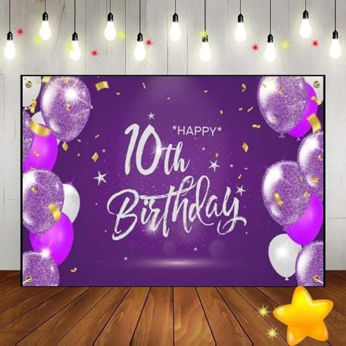 Alles Gute zum 10. Geburtstag Hintergrund für Fotografie Banner Mädchen Einladung Junge Kuste Hintergrund Dekoration Spiel Kuchenständer 240X180cm