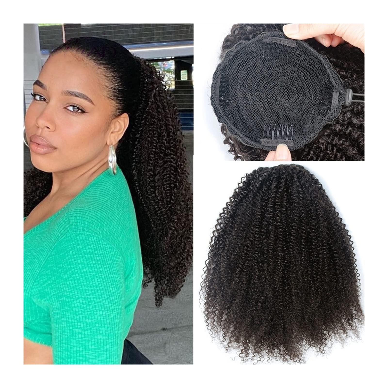 Pferdeschwanz Haarteil Brasilianische Echthaarverlängerungen 12-26 Zoll Afro Kinky Curly Drawstring Pferdeschwanz for schwarze Frauen Remy Natural Hair Clip In Curly Pferdeschwanz-Haarteile Pferdeschw