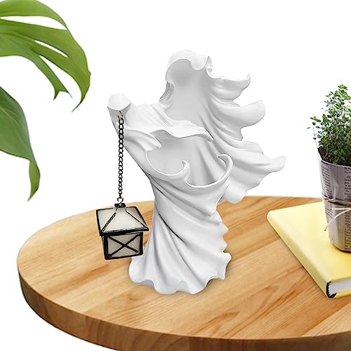 Halloween Harz Hexe Laterne Halloween Geist Dekoration Garten Statue Geist Home Decor mit Laterne Figur Elegant Indoor Outdoor Halloween Ornament Harz Skulptur für Wohnzimmer Garten