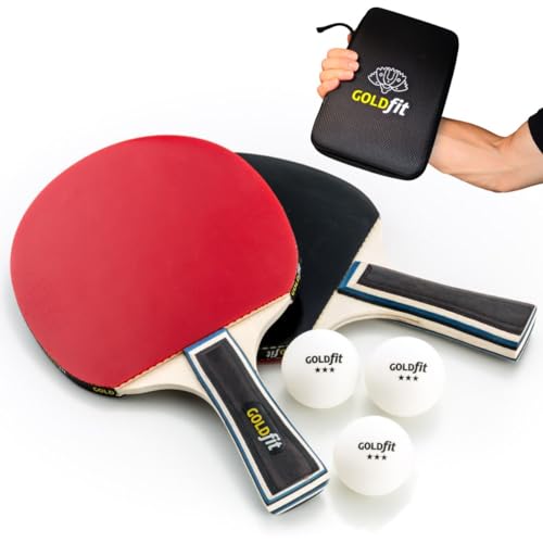 GOLDFIT | Set Tischtennisschläger Profi Tischtennis Set mit Schutzhülle und 3 Bällen | Professionelle Qualität für alle Spielniveaus