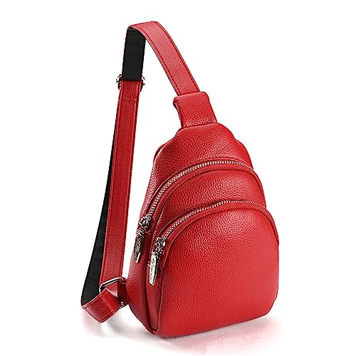 TAKOXIA Tasche für Damen, Bauchtasche, PU, große Kapazität, Sport-Gürteltasche, Brusttasche, multifunktional, Damen, Crossbody, Hüfttasche, Schultertasche, rot, As shown in the figure