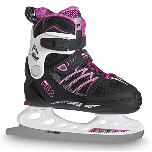 FILA X-One Ice Girl Freizeitschlittschuh für Kinder und Jugendliche | in 4 Größen verstellbar | Eishockey & Eislaufen | Edelstahlkufe | Optimaler Halt & bequemer Komfort | schwarz-pink-weiß, 32-35