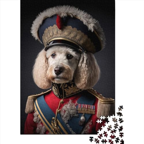 Puzzle 1000 Teile für Erwachsene, Hund in Militäruniform für Erwachsene, Puzzle 1000 Teile, Puzzle für Erwachsene, Lernspiel, Herausforderungsspielzeug, 75 x 50 cm