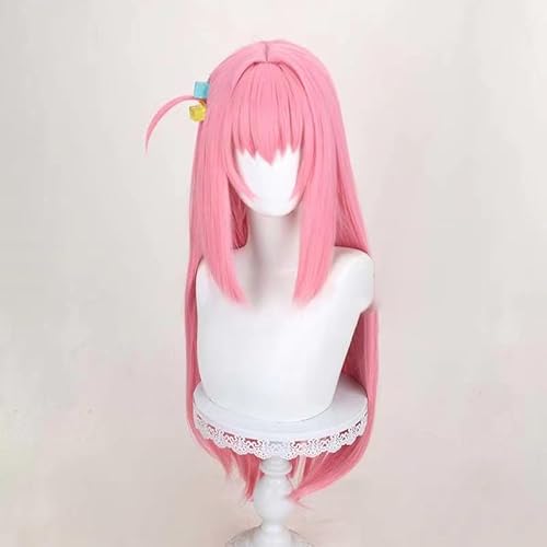 WCCNKK BOCCHI THE ROCK Gotoh Hitori Cosplay Perücke, Rosa Langes Glattes Haar, Hitzebeständiges Haar, Perückenkappe, Geeignet Für Halloween-Partys, Animationsausstellungen, Anime-Geschenk