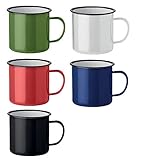 noTrash2003 Kaffeetasse Becher Mug Coffee Trinkbecher Emaille-Becher Vintage Look je 350 ml versch. Farben und Mengen (Farben gemischt, 5er Set)