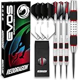 RED DRAGON Evos: 26 Gram Tungsten Dartpfeile Profi Steel Darts Set mit Flights, Schäfte and Brieftasche