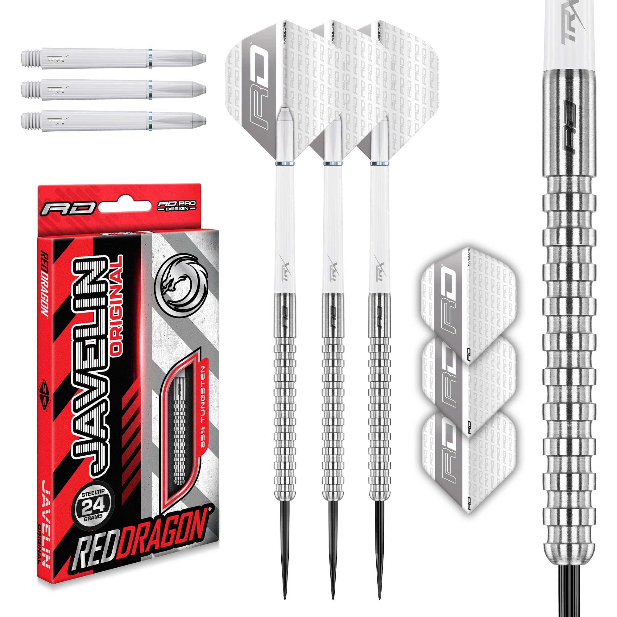 RED DRAGON Javelin Original 26 g Wolfram Dart-Set mit Flights und Stielen