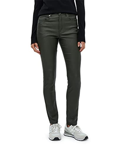 Peppercorn Damen Sibbir Mid Waisted Slim Coated Grün | Herbst Größe 46 Hose beschichtet, 3655 Beluga Green, 44