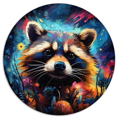 Puzzles für Starry Night Raccoon, 1000 große Teile, Puzzle für Erwachsene, 26,5 x 26,5 Zoll, Entspannungspuzzles, Spiele zum Stressabbau, schwierige Herausforderung