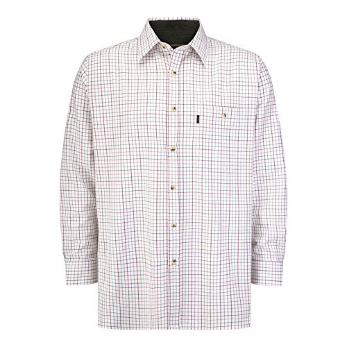 Walker & Hawkes - Herren Langarmshirt im Country-Stil - 100% Baumwolle - kariert - Weinrot - L (44'')