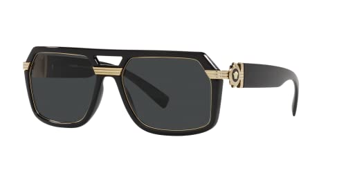 Versace Herren Sonnenbrille VE4399 58mm schwarz gold quadratisch (black GB1/87)