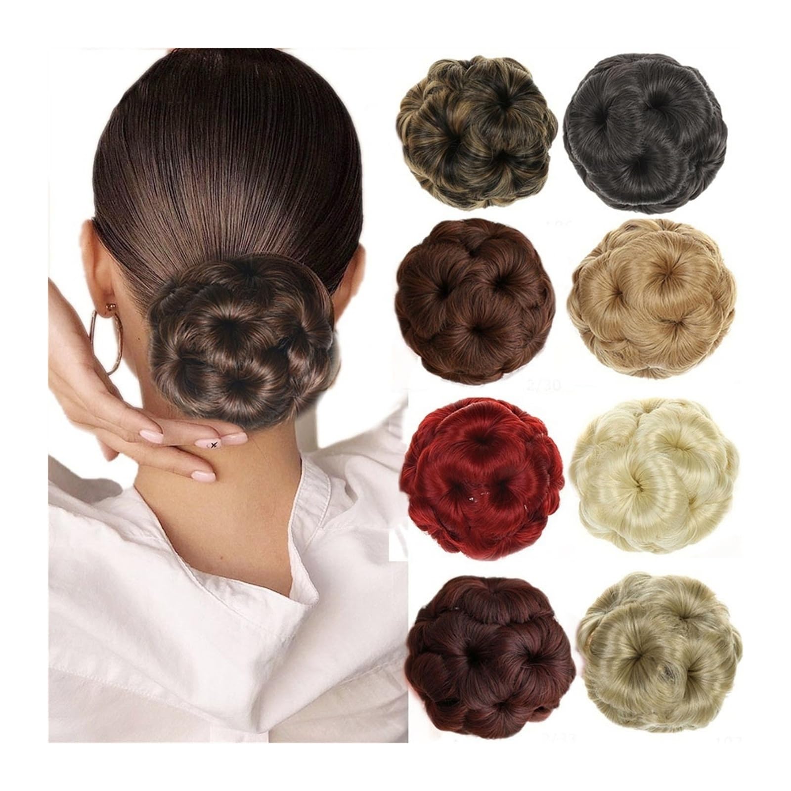 Haarteil Synthetischer Haarknoten, Chignon, Clip-in-Pferdeschwanz-Haarverlängerung, Blumen-Stil, Haarknoten, Klaue, Clip-in-Hochsteckfrisur, Pferdeschwanz-Haarteil for Frauen Haarverlängerung(Natural