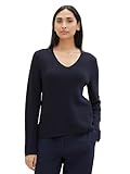 TOM TAILOR Damen Basic Strickpullover mit V-Ausschnitt, 10668 - Sky Captain Blue, S