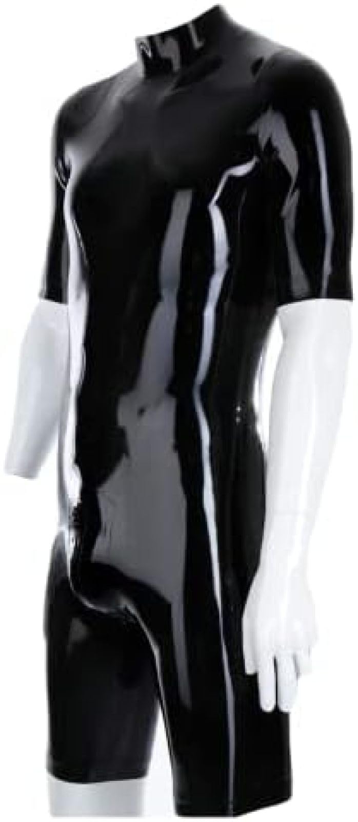 Halbarm-Latex-Catsuit, Sexy Gummi-Bodys, Halbe Hose, Ganz In Schwarz, Enge Kleidung Für Herren,Andere Farbe,Mann-3XL