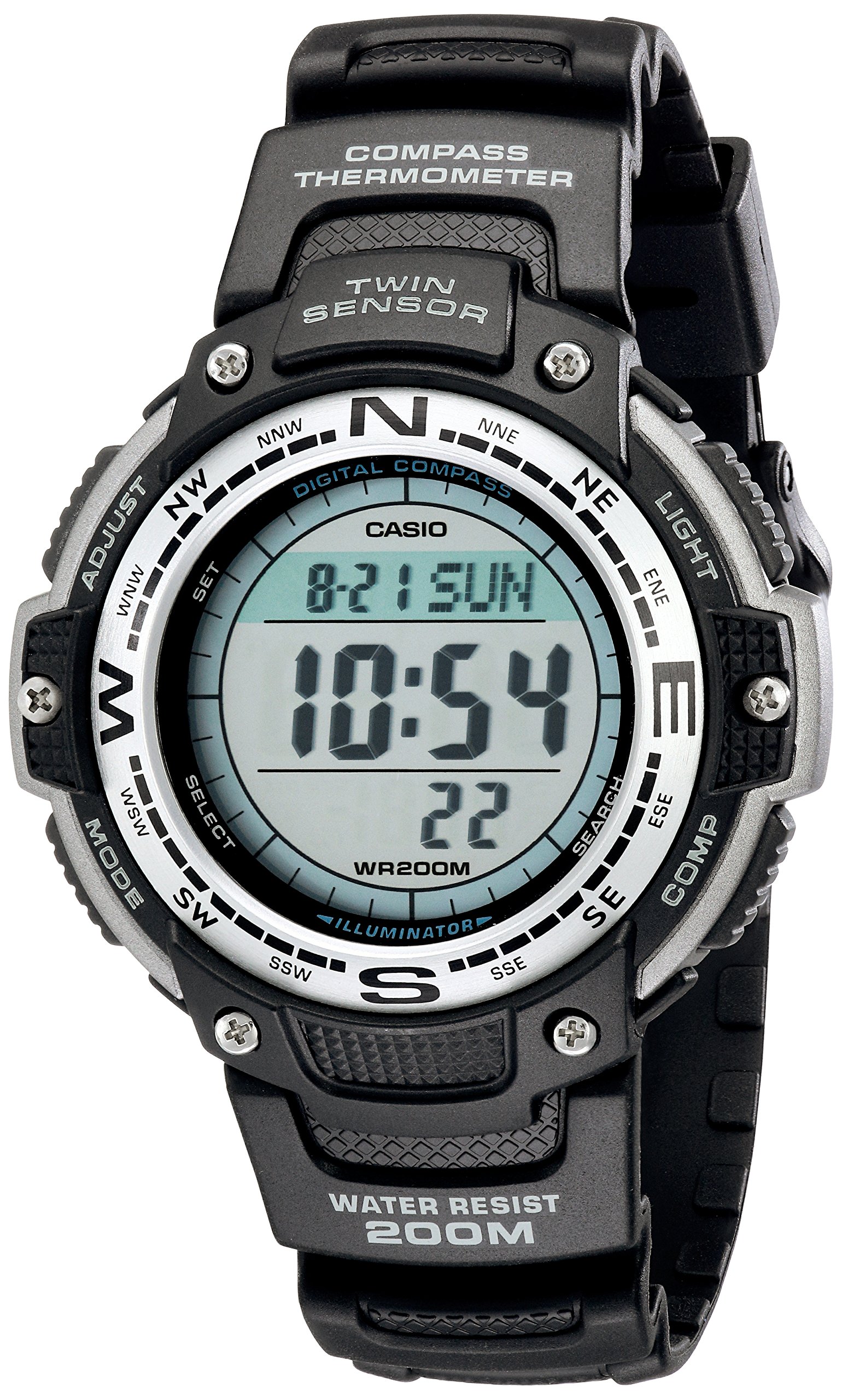 Casio Herren-Digitaluhr SGW100 mit Doppelsensor, grau, Einheitsgröße, SGW100-1V