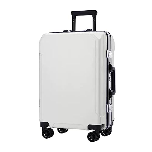 KJZQXYX Koffergepäck mit Spinnerrädern, Trolley-Koffer mit Aluminiumrahmen, zwei USB-Ladeanschlüssen, TSA-Zahlenschloss (white 22 in)