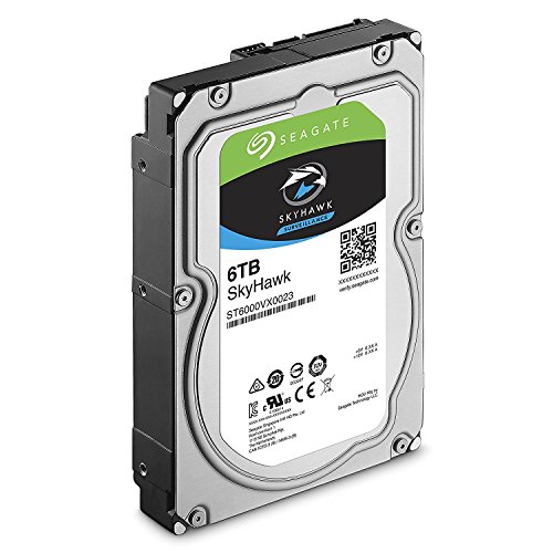 Seagate SkyHawk, interne Festplatte 6 TB HDD, für Videoaufnahme mit bis zu 64 Kameras, 3.5 Zoll, 256 MB Cache, SATA 6 Gb/s, silber, bulk, inkl. 3 Jahre Rescue Service, Modellnr.: ST6000VX0023