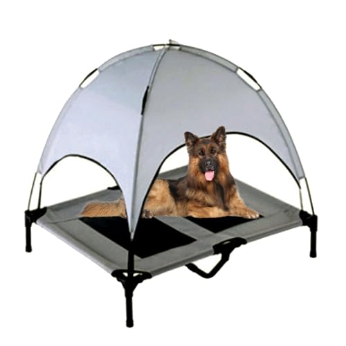 Hundeliege Outdoor mit Dach, Erhöhtes Hundebett mit Dach, Hundeliegeplatz Hunde Strandkorb Sonnenliege, Outdoor Liege für Große Hunde Bis 30Kg/ 40Kg/50Kg/60Kg, Haustierbett für Indoor & Outdoor (Colo