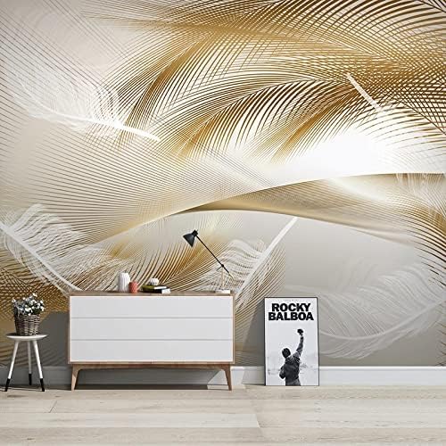 XLMING Kunst Goldfeder Abstrakte Linie 3D Tapete Home Dekoration Wohnzimmer Sofa Schlafzimmer Tv Hintergrund Wand-200cm×140cm