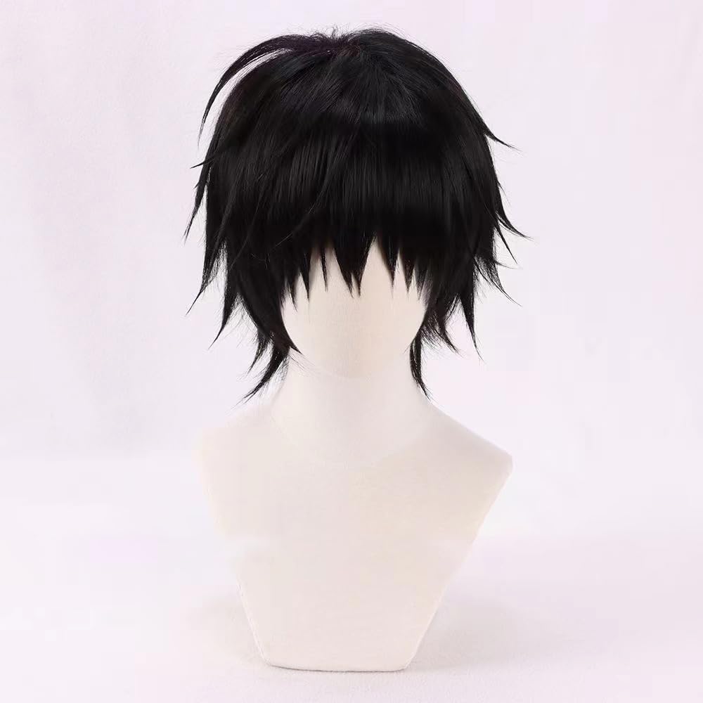 WCCNKK Anime Cosplay Perücke, Jujutsu Kaisen Fushiguro Toji Perücke, Kurze Schwarze Haare, Mit Perückenkappe, Für Party Alltag Halloween Perücke Cosplay, Dekoratives Geschenk