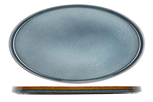 Cosy & Trendy Quintana 2936031 Flacher Teller aus Porzellan, oval, 30,5 x 19 cm, Blau