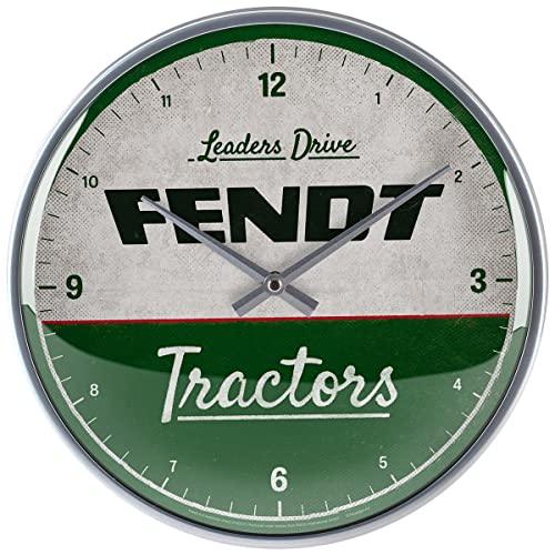 Nostalgic-Art Retro Wanduhr, Fendt - Tractors – Geschenk-Idee für Traktor-Fans, Große Küchenuhr, Vintage-Design zur Dekoration, Ø 31 cm