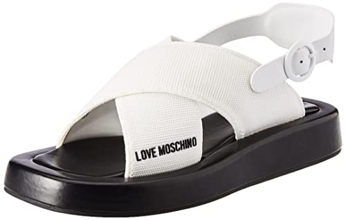 Love Moschino Damen Sandalo Sandale, Weiß, 38 EU