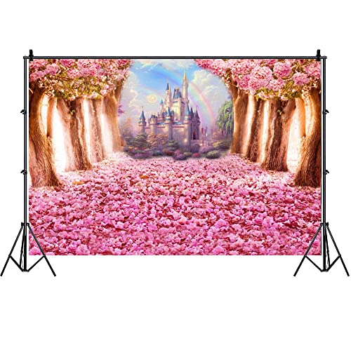 Rosa Fantasy Schloss Fotografie Kulisse Prinzessin Party Hochzeit Foto Hintergrund Dekoration Studio Requisite 350x230cm