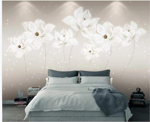 Weißer Lotus 3D Tapete Poster Restaurant Schlafzimmer Wohnzimmer Sofa TV Dekorative Wand-200cm×140cm