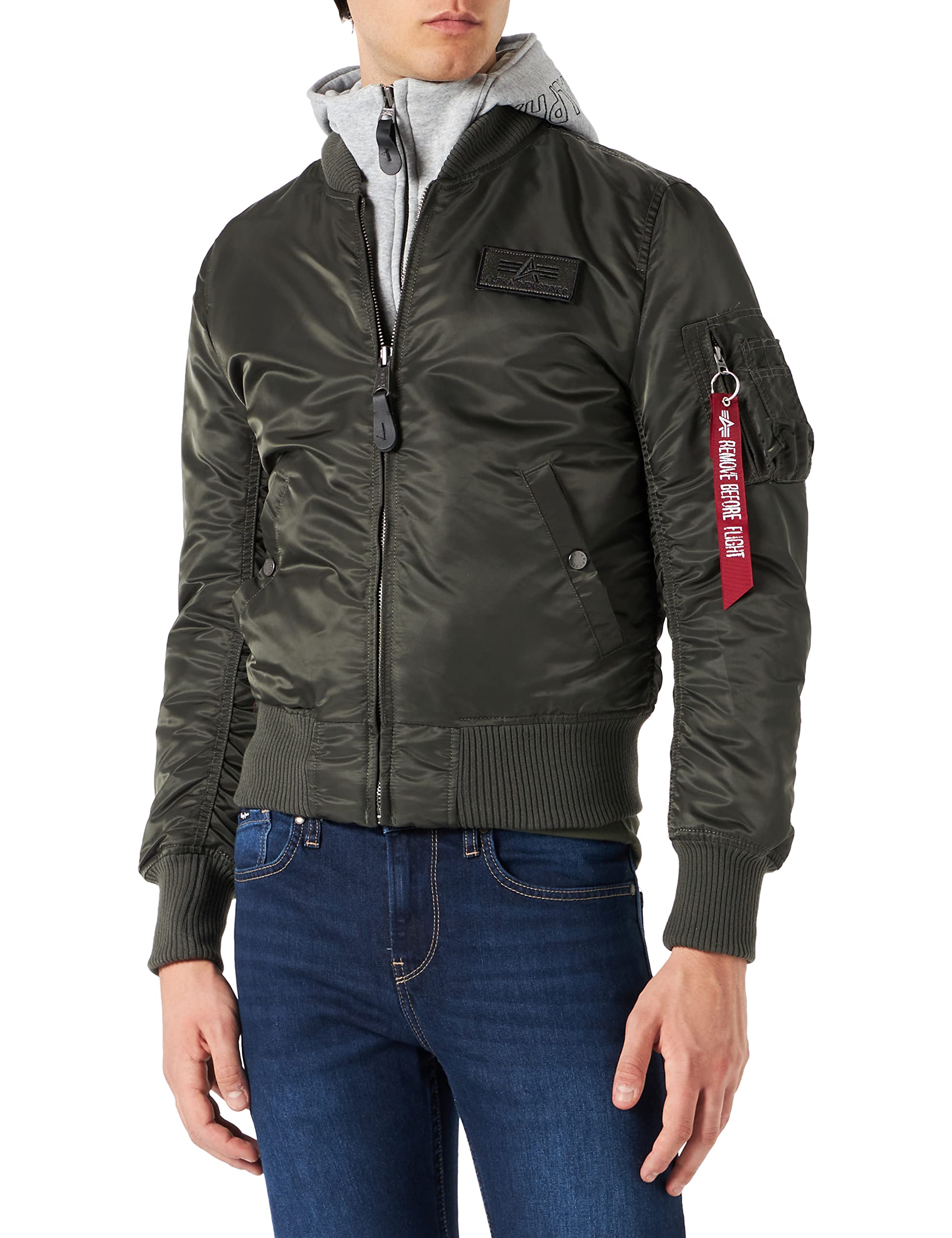 Alpha Industries Herren MA-1 D-Tec Bomberjacke, Grau (Rep.Grey 04), Medium