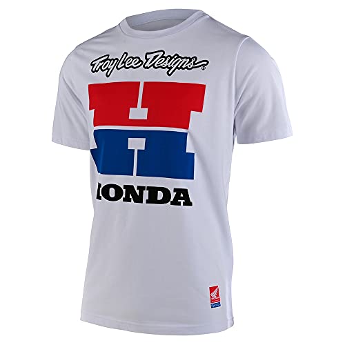 Troy Lee Designs Offizielles Honda RC 500 T-Shirt, kurz rmelig, f r Herren, Weiss/opulenter Garten, Mittel