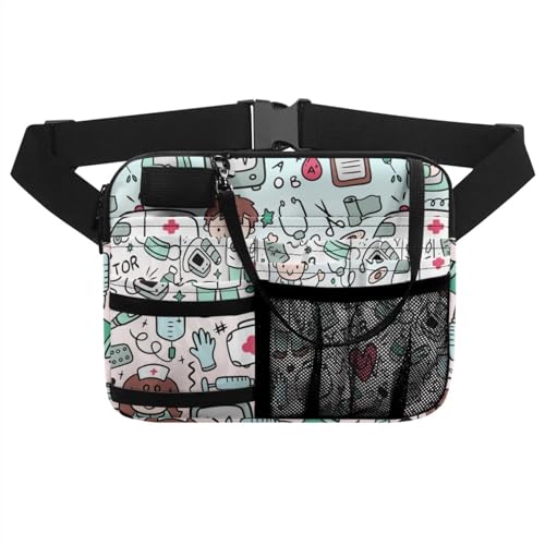 Multifunktionale Krankenschwester Organizer-Beutel, Krankenschwester-Fanny-Pack, Gesundheitswesen, medizinischer Druck, modische Frauen-Taillentasche for Stethoskope, Pflegeset, Krankenpflege-Studente